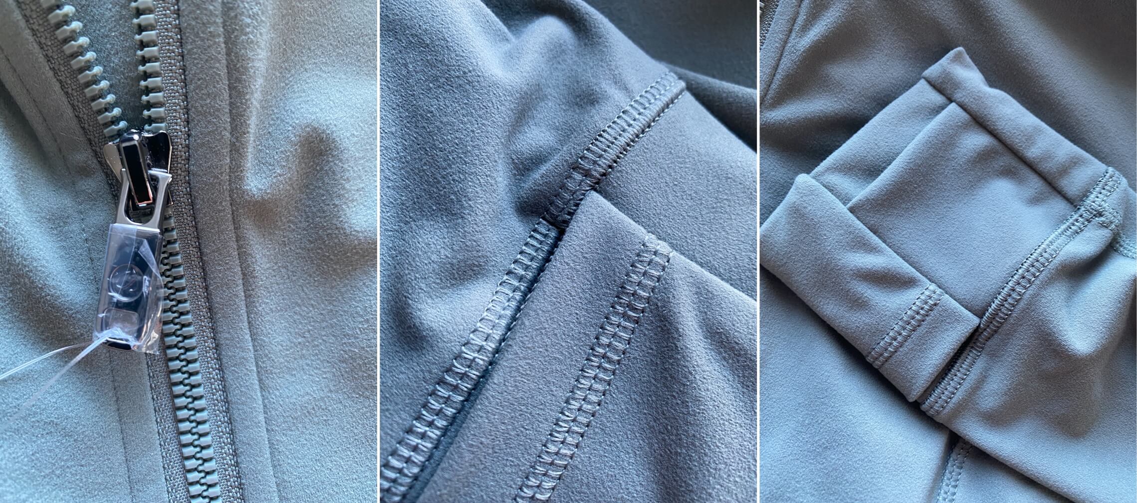 inspired by Lululemon hooded define jacket, alternative by CRZ Yoga - details like the brushed fabric and sleeve cuffs