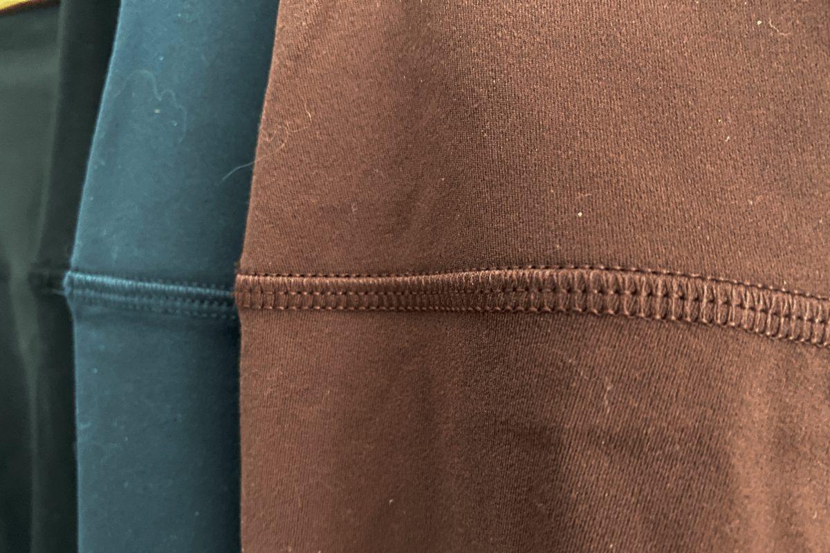 close-up of seam detail on a pair of reddish crz yoga butterluxe leggings
